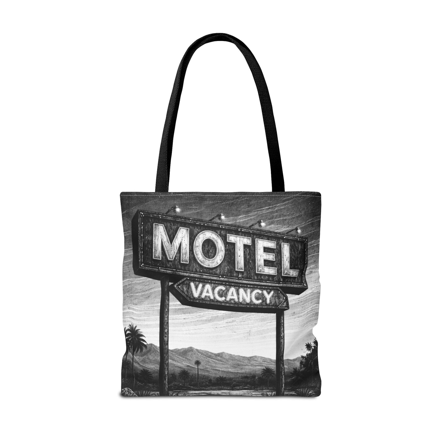 Retro Tote Bag — Vintage Palm Springs 'MOTEL VACANCY' Black & White Roadside Sign Tote, Desert  Vibes