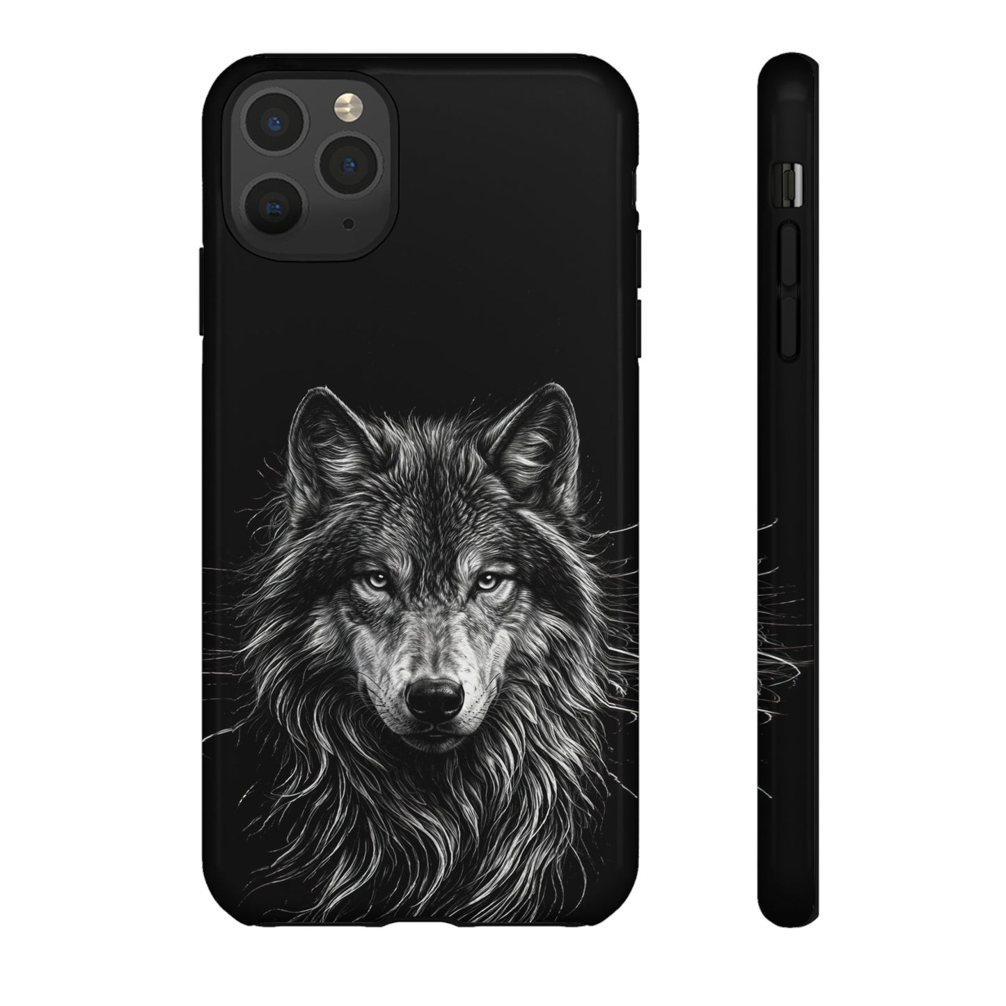 Wolf drawing Phone Case - Tough and Stylish Black Design