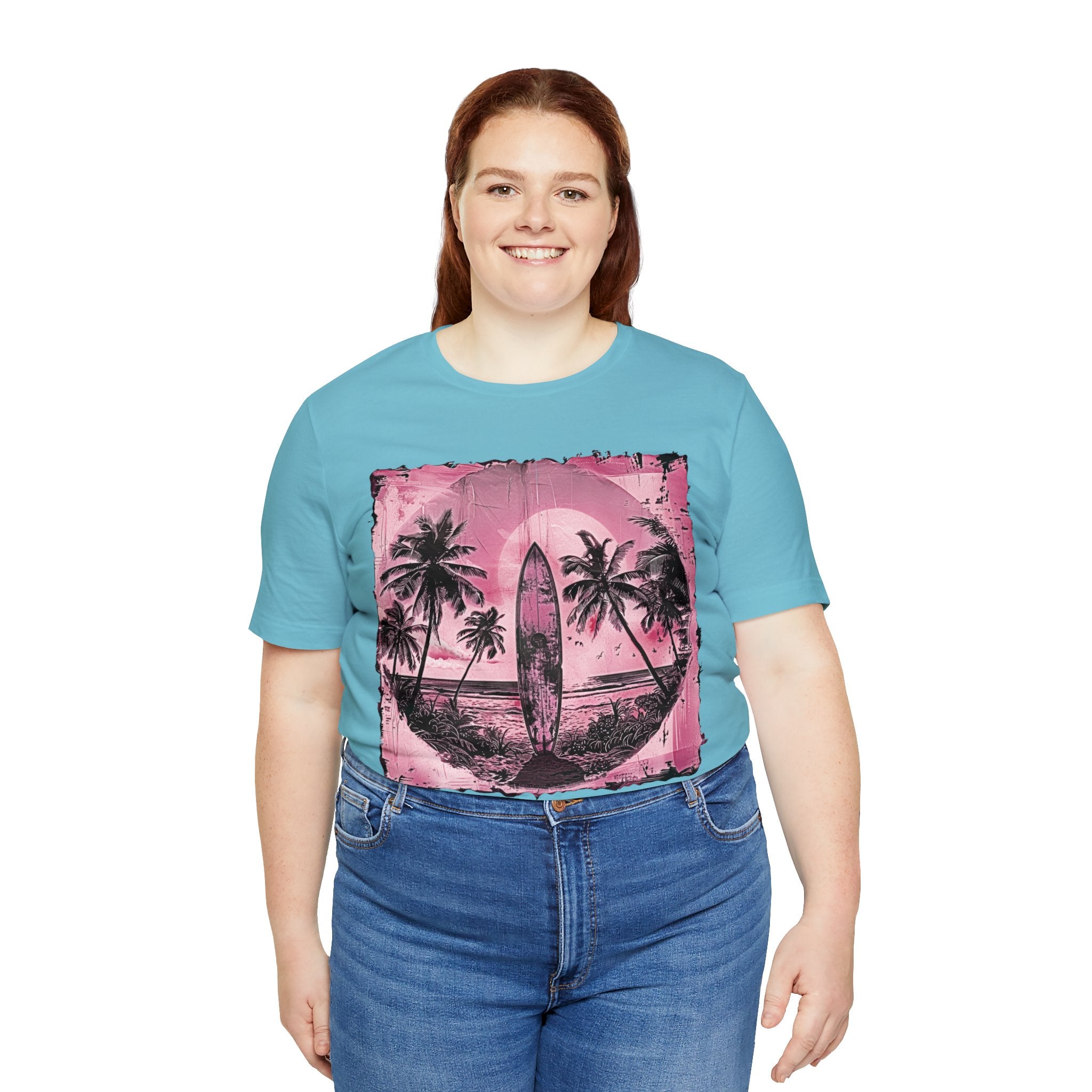 Pink vintage surfboard Unisex Jersey Short Sleeve Tee