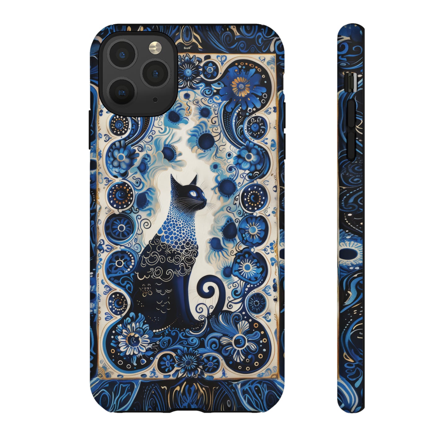 Black cat in frame Tough Cases