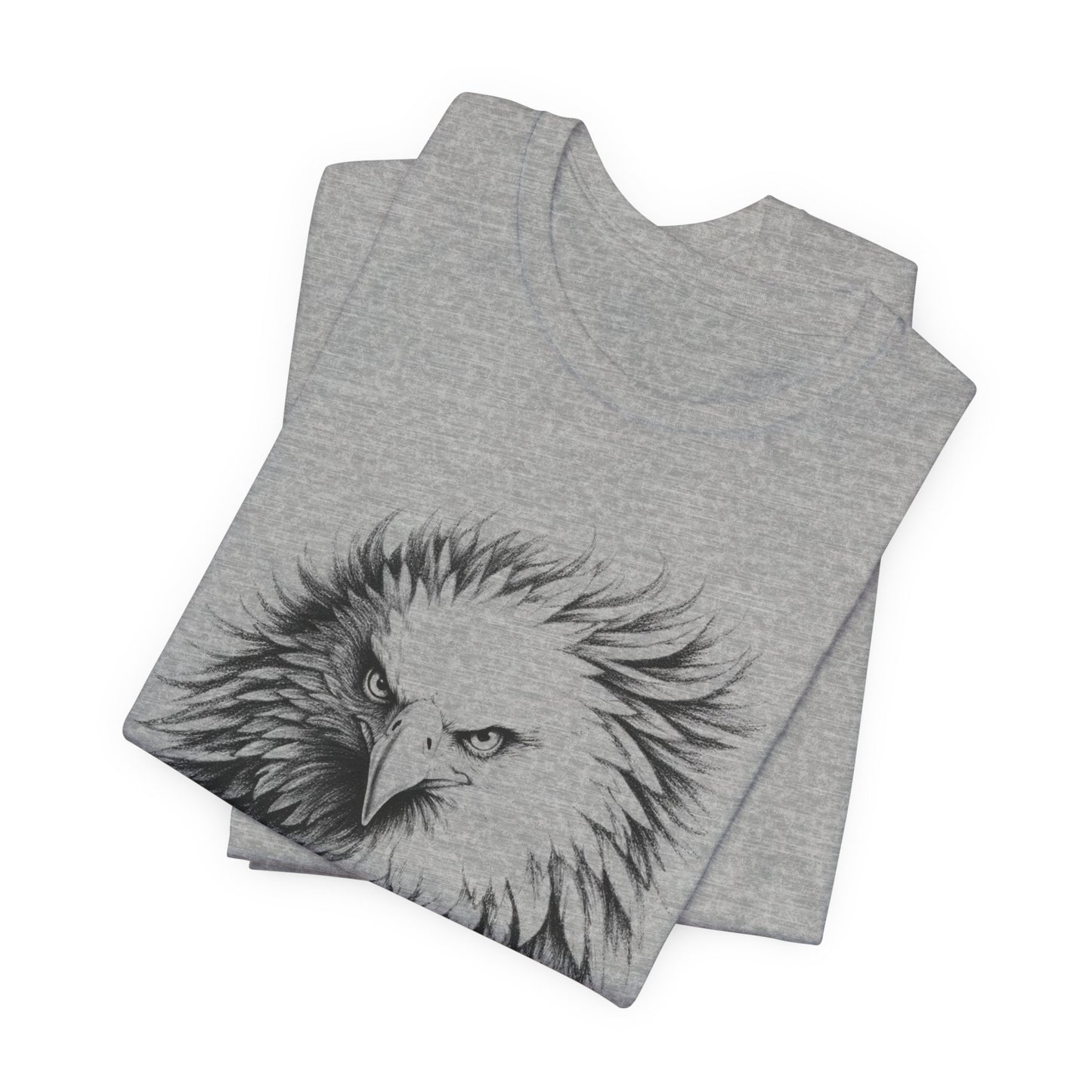 Eagle Head Sketch Tee — Detailed Black & White Bald Eagle Illustration in charcoal T-Shirt