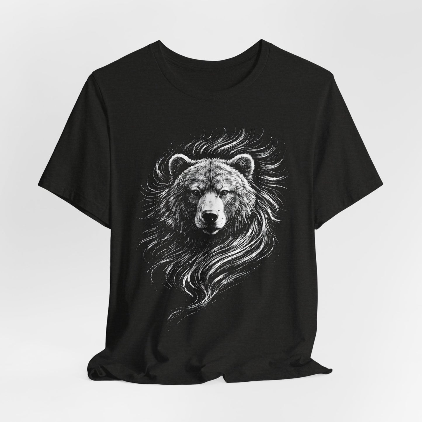 Grizzly Bear Portrait T-Shirt | Hand-Drawn Wildlife Tee in chalk style