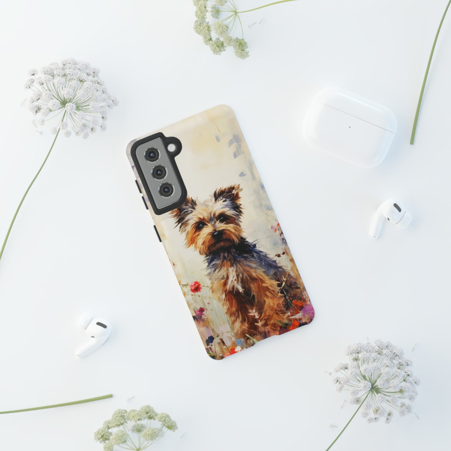 Yorkie in flowers Tough Cases