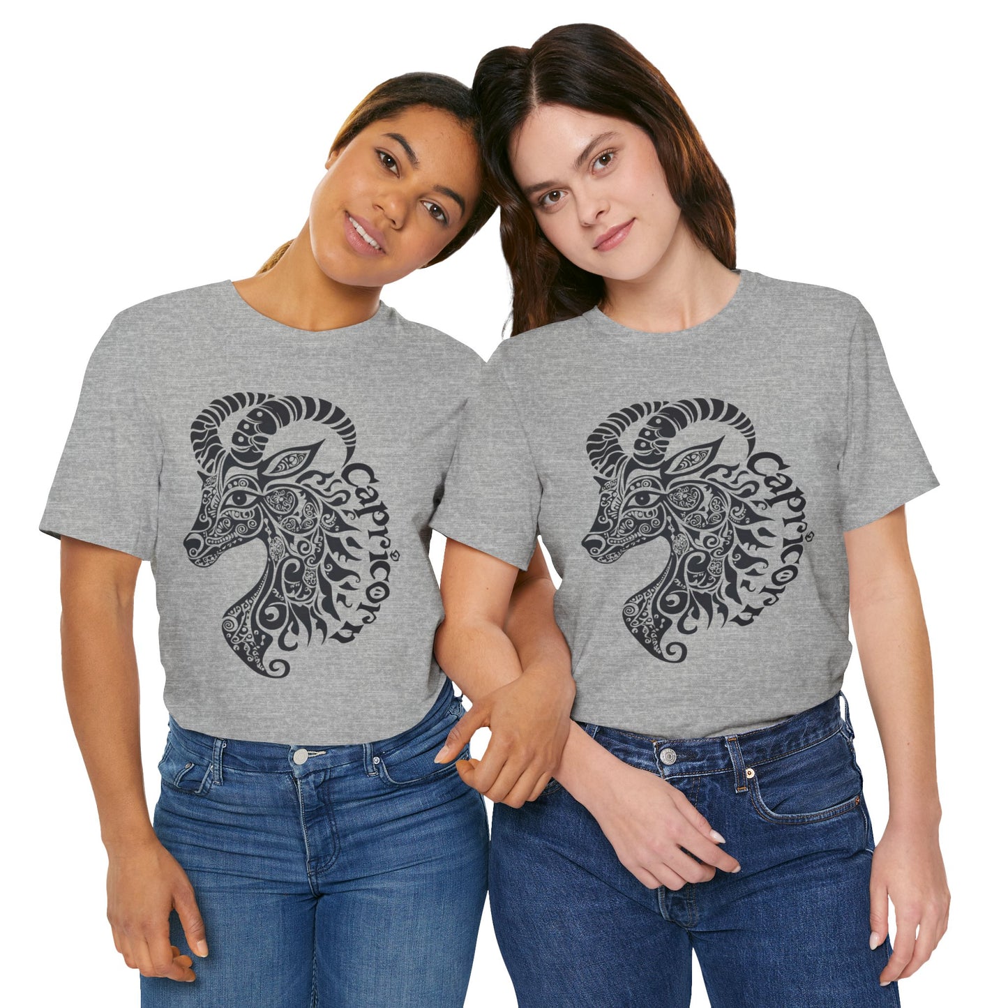 Capricorn with black graphic Unisex Jersey Short Sleeve Tee