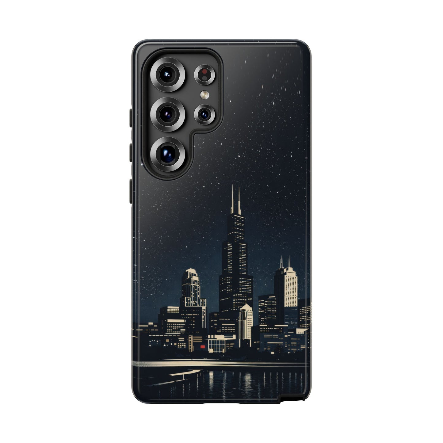 Chicago City Skyline Tough Phone Case – Nighttime Chicago Skyscraper Design