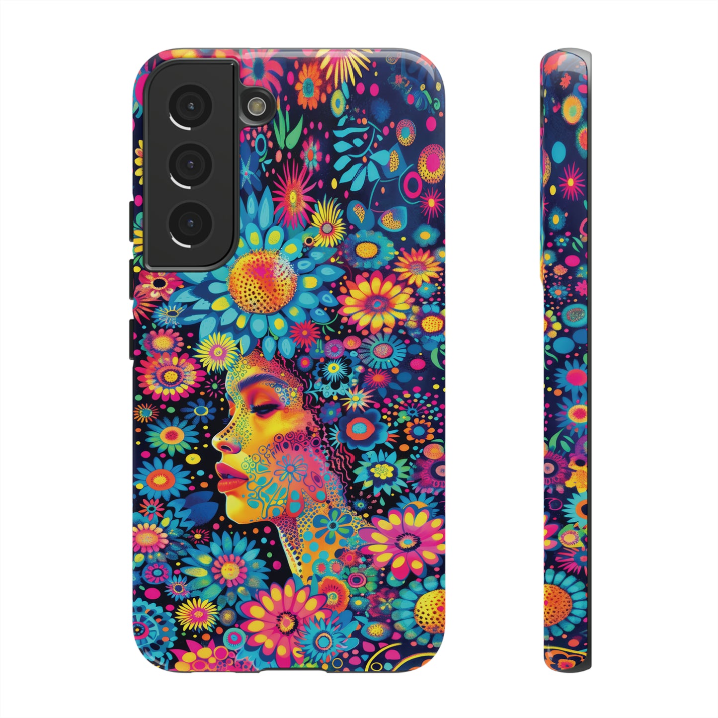 Phone Case, whimsical flower girl, Artistic design, Tough Case, Colorful flower fantasy design, iPhone 15, 14, 13, 12, 11, Samsung, Pixel