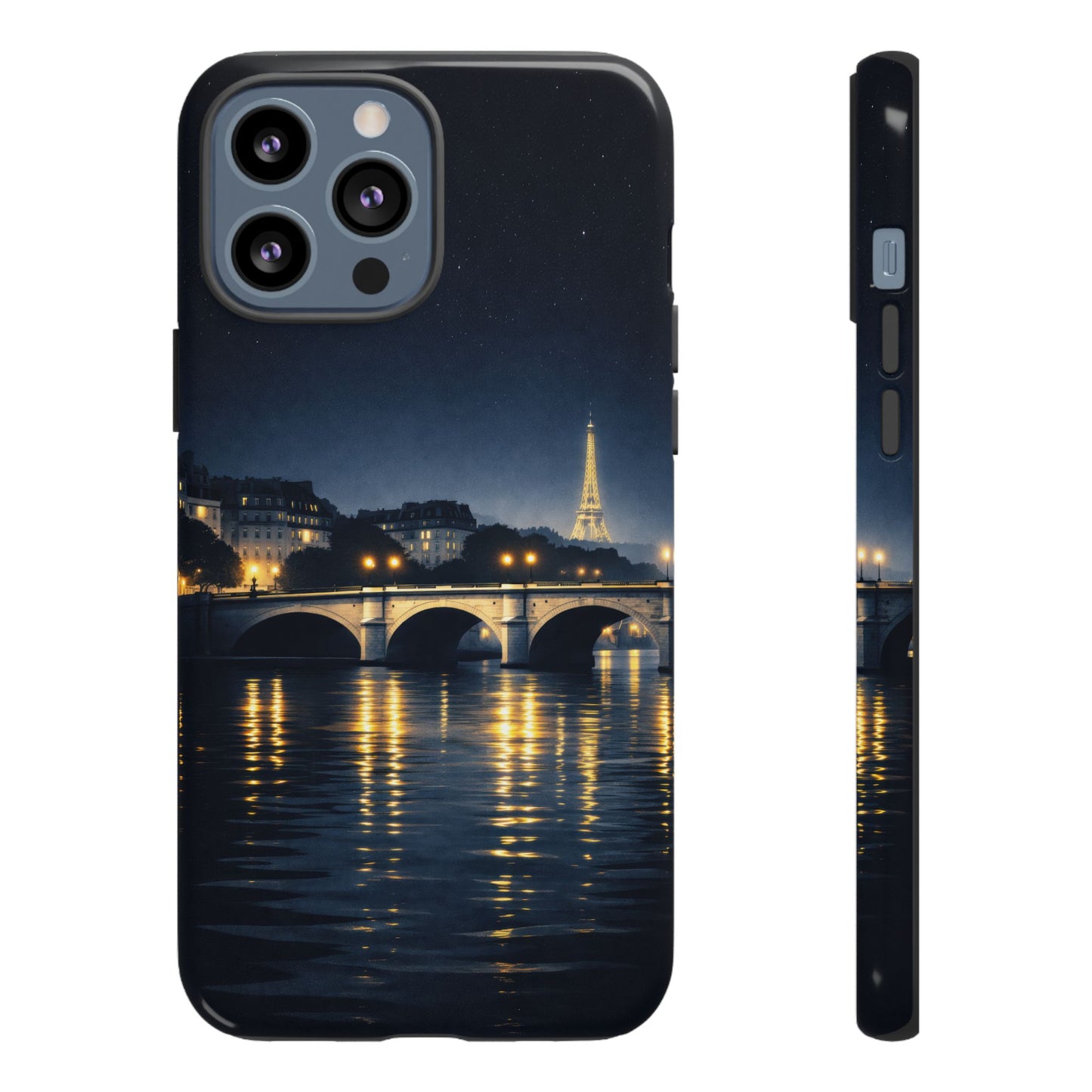Paris Night Skyline Tough Phone Case — Eiffel Tower Reflections