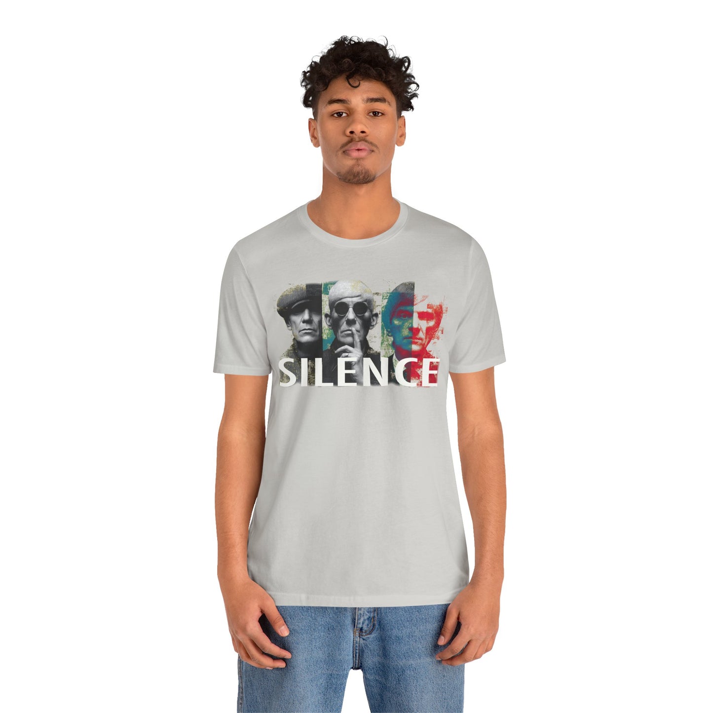 Silence Graphic Tee — Vintage Film Noir Faces T‑Shirt