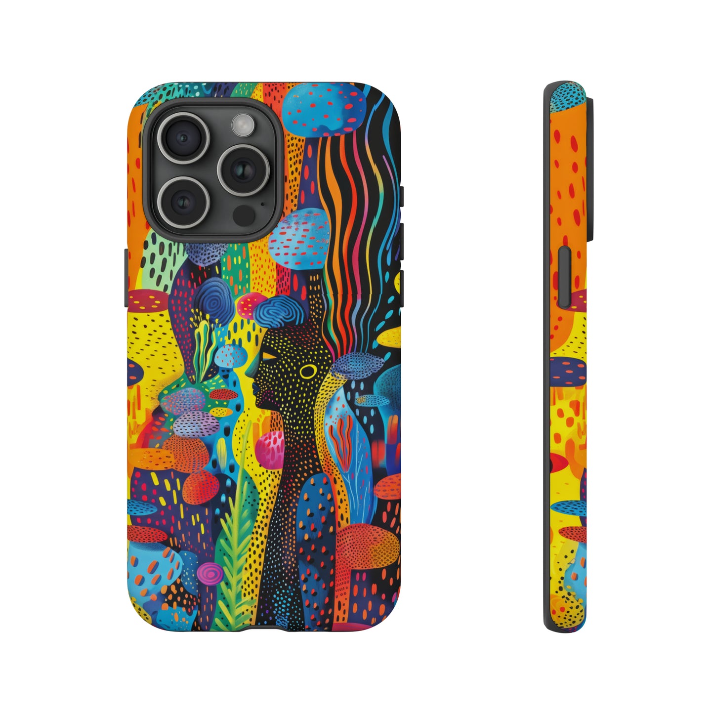 Phone Case, tribal dreamland, Artistic design, Tough Case, Colorful whimsical fantasy design, iPhone 15, 14, 13, 12, 11, Samsung, Pixel