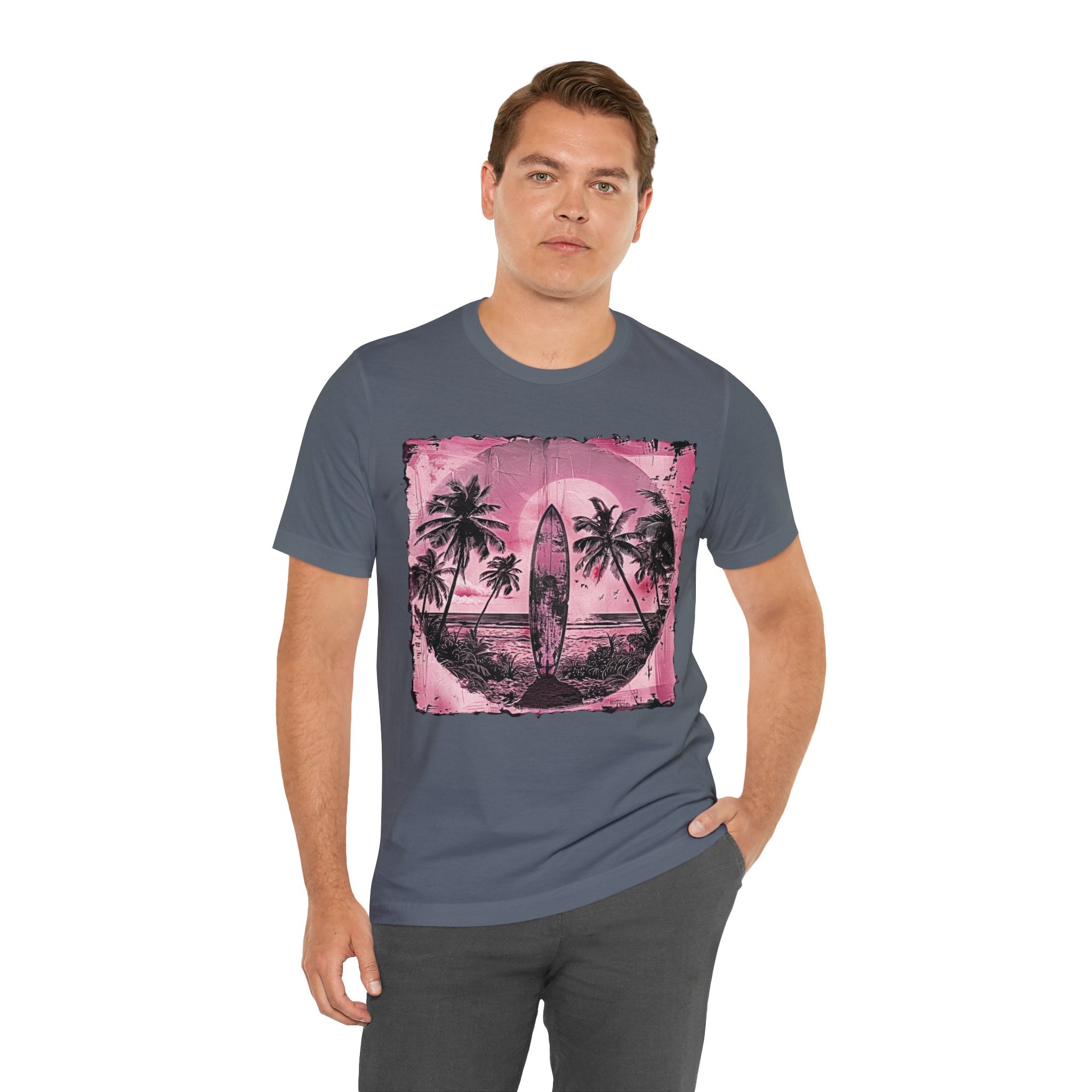 Pink vintage surfboard Unisex Jersey Short Sleeve Tee