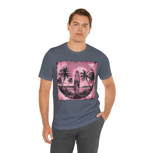 Pink vintage surfboard Unisex Jersey Short Sleeve Tee