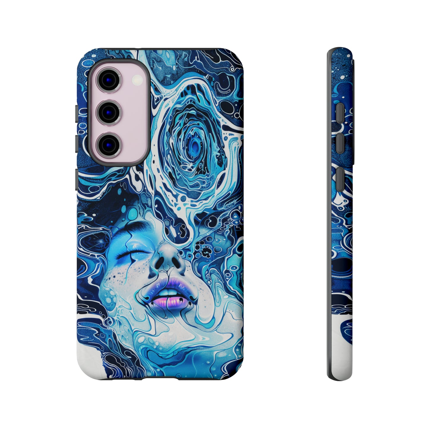 Phone Case, whimsical water fantasy design, blue woman in water, Artistic design, Tough Case, , iPhone 15, 14, 13, 12, 11, Samsung, Pixel