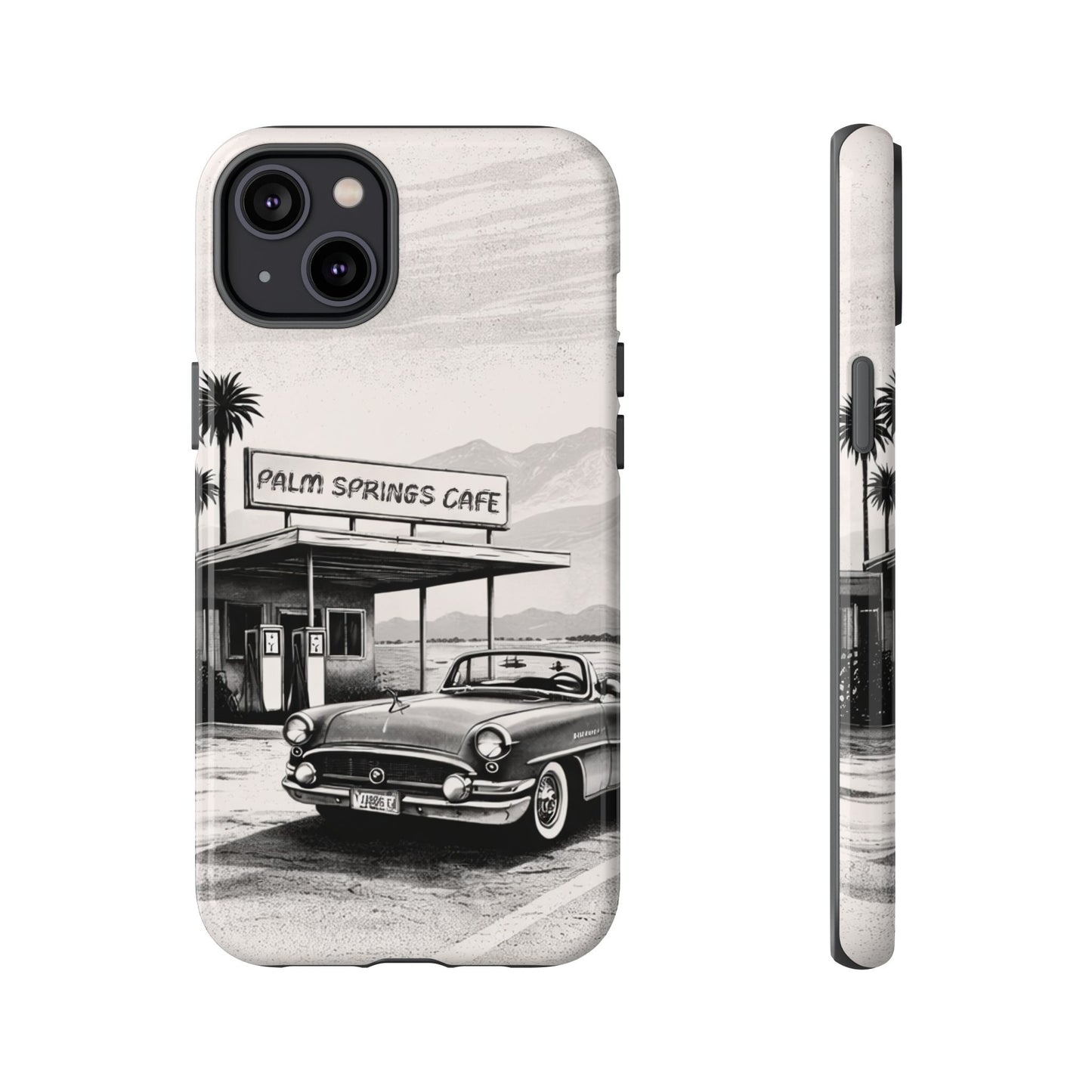 Vintage Palm Springs Cafe Phone Case – Retro Convertible Roadtrip Design