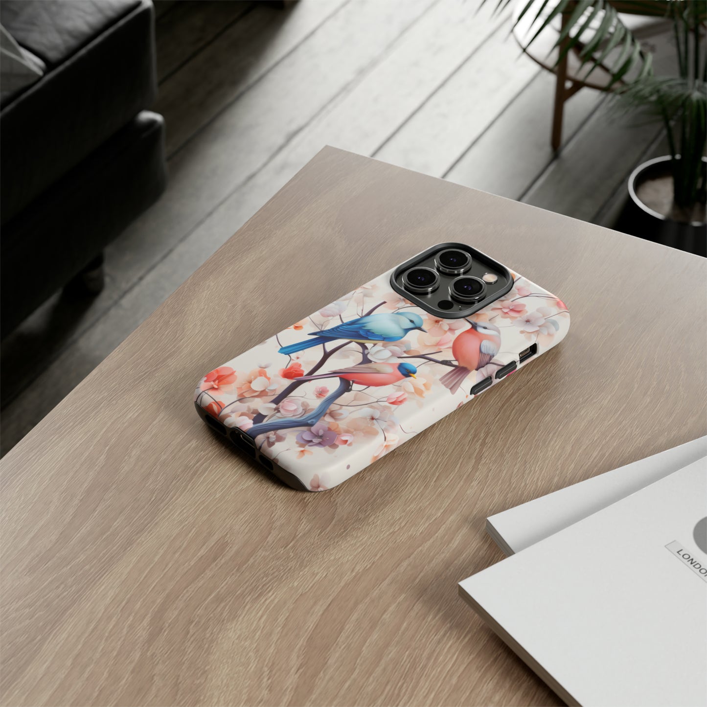 Three birds on a branch water color Tough Cases