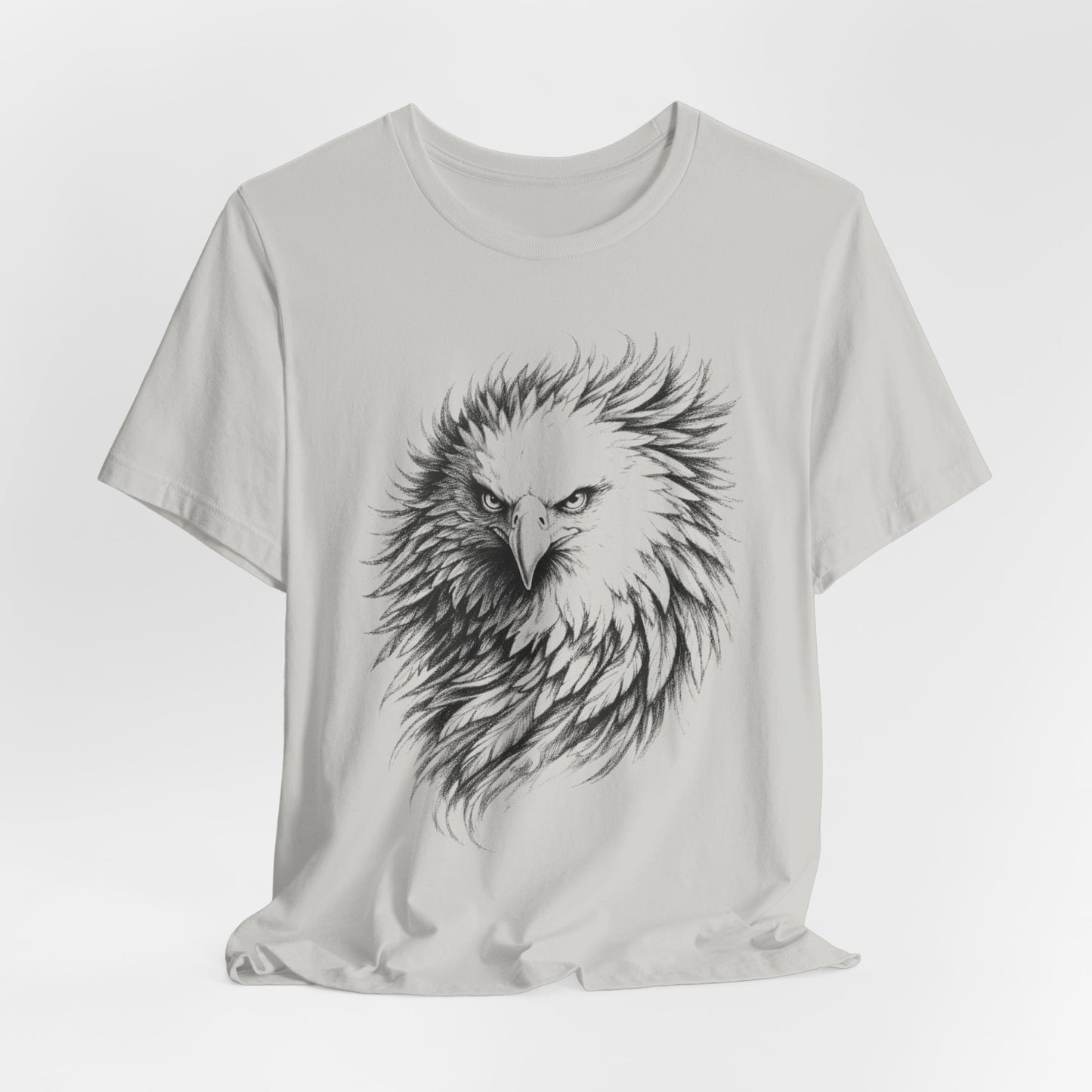 Eagle Head Sketch Tee — Detailed Black & White Bald Eagle Illustration in charcoal T-Shirt