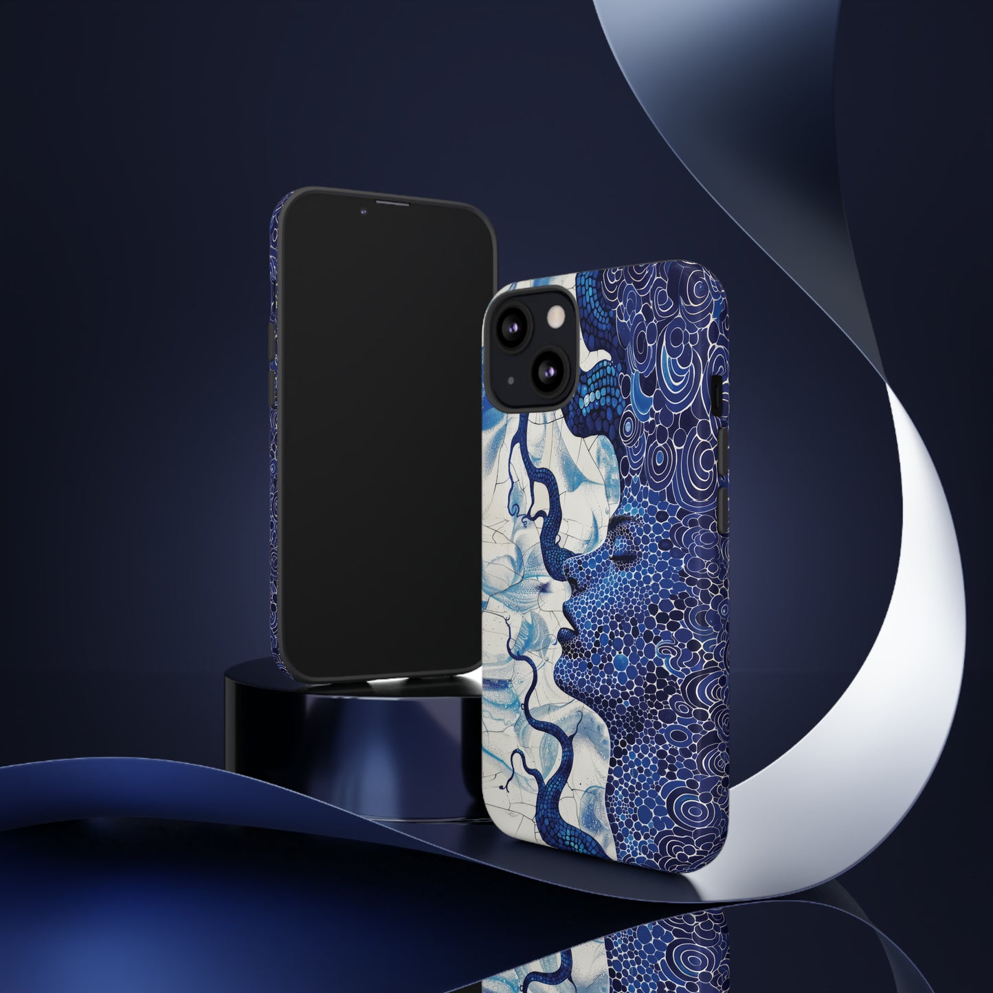 Phone Case, blue woman Artistic design, Tough Case, Colorful whimsical fantasy design, iPhone 15, 14, 13, 12, 11, Samsung, Pixel