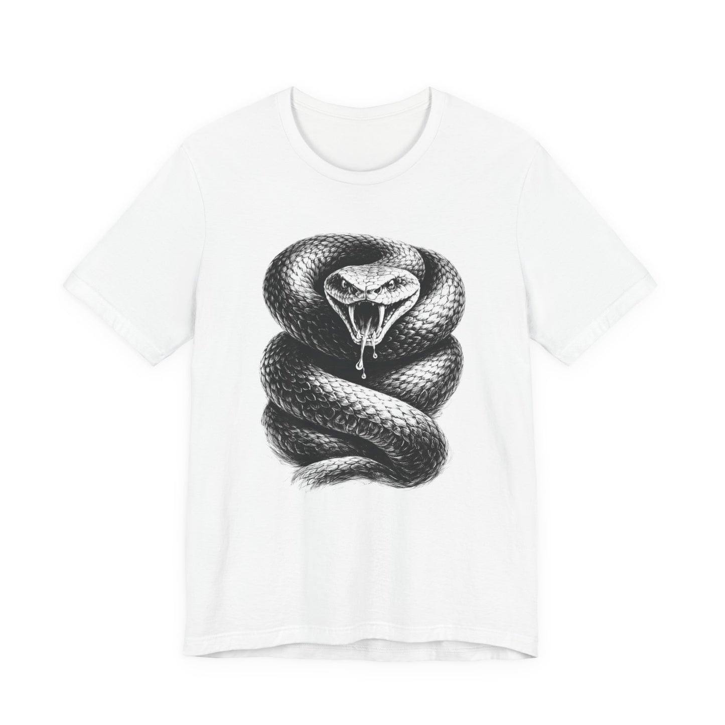Snake Graphic Tee in charcoal drawing style — Coiled Rattlesnake Illustration T-Shirt