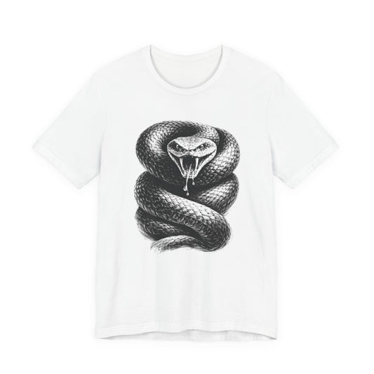 Snake Graphic Tee in charcoal drawing style — Coiled Rattlesnake Illustration T-Shirt