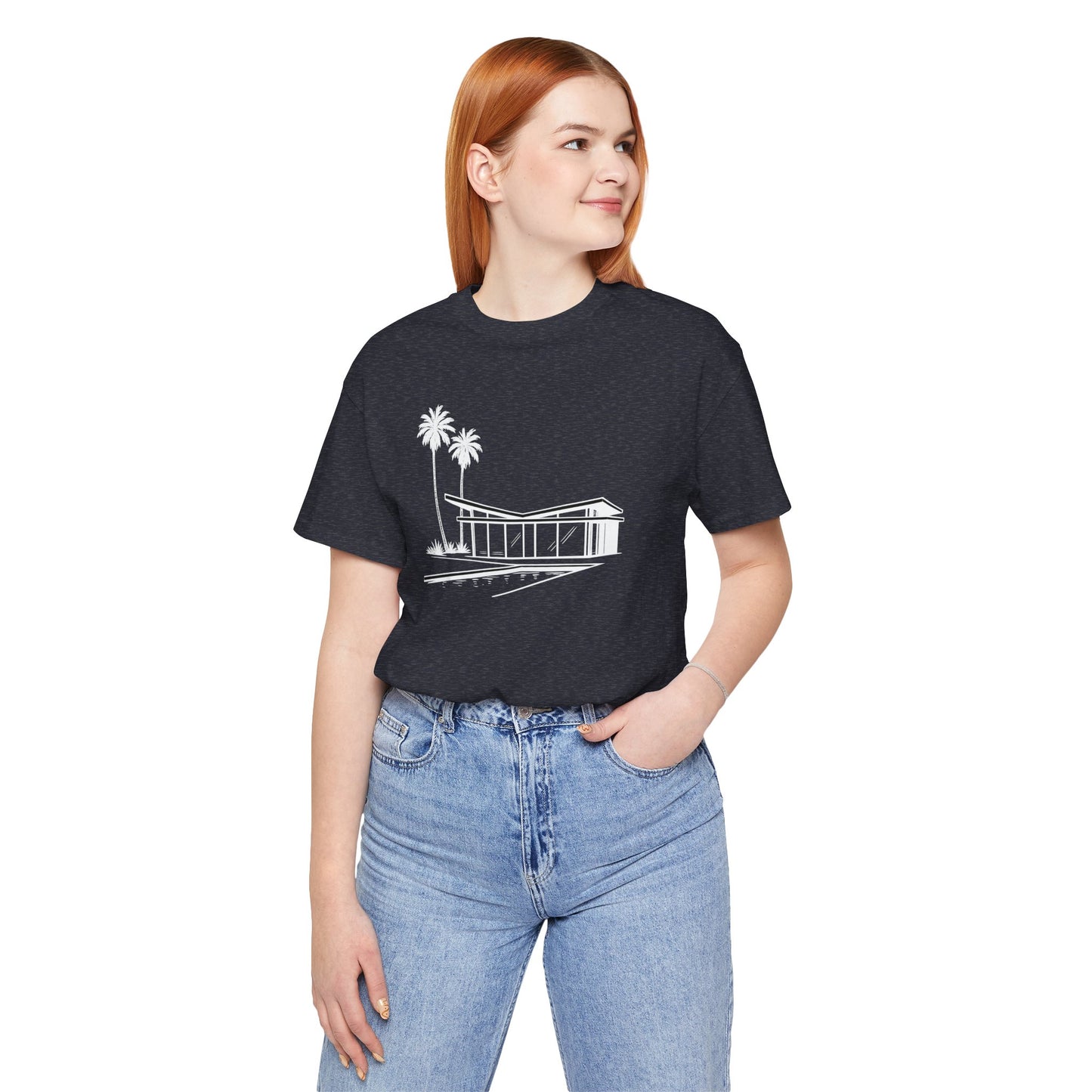 Mid-Century Modern House Tee Mid Century Icons series— Palm Tree Architectural Graphic Shirt, Mid Century modern, Palm Springs