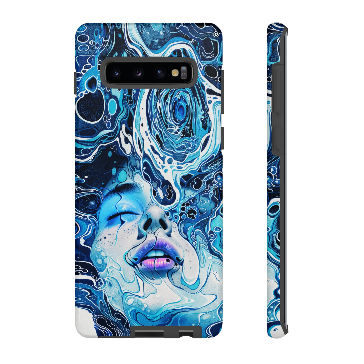 Phone Case, whimsical water fantasy design, blue woman in water, Artistic design, Tough Case, , iPhone 15, 14, 13, 12, 11, Samsung, Pixel