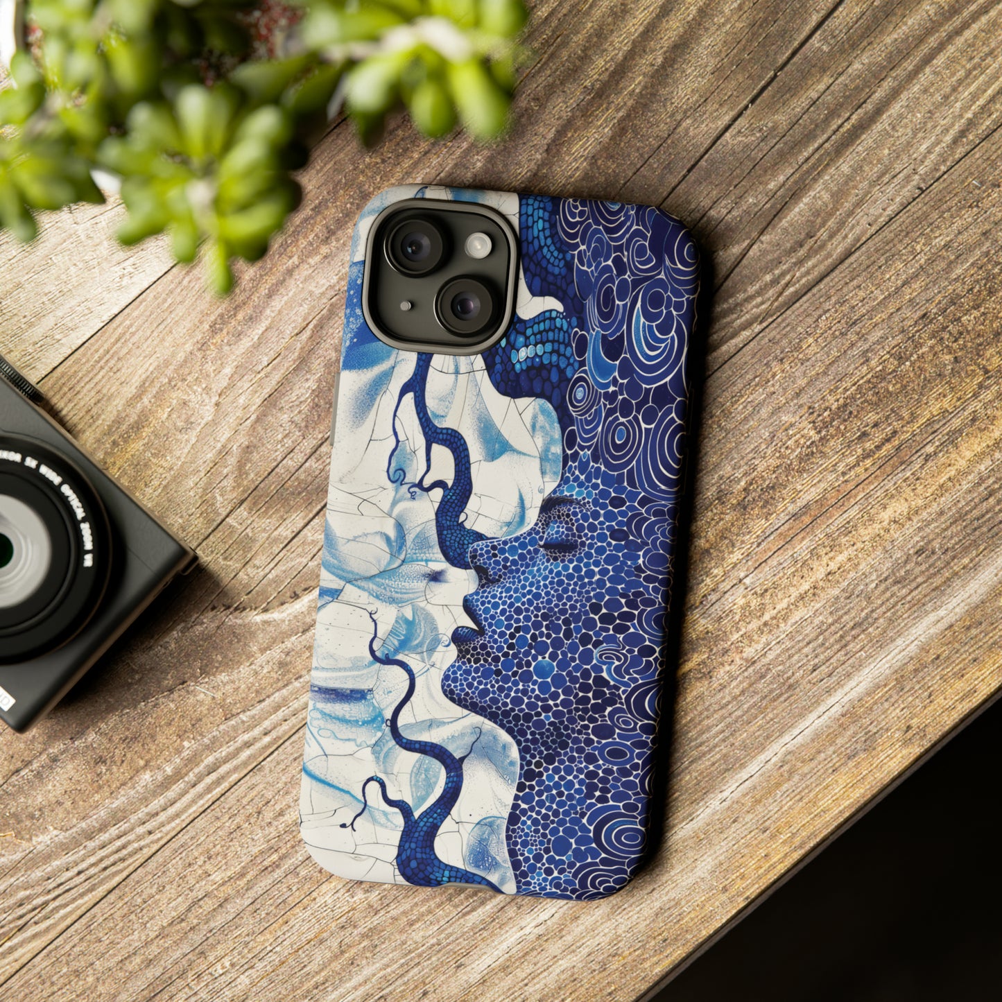 Phone Case, blue woman Artistic design, Tough Case, Colorful whimsical fantasy design, iPhone 15, 14, 13, 12, 11, Samsung, Pixel
