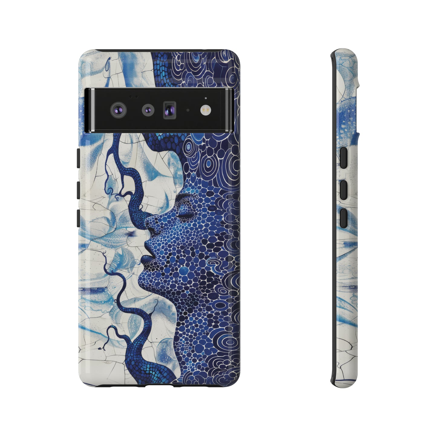 Phone Case, blue woman Artistic design, Tough Case, Colorful whimsical fantasy design, iPhone 15, 14, 13, 12, 11, Samsung, Pixel
