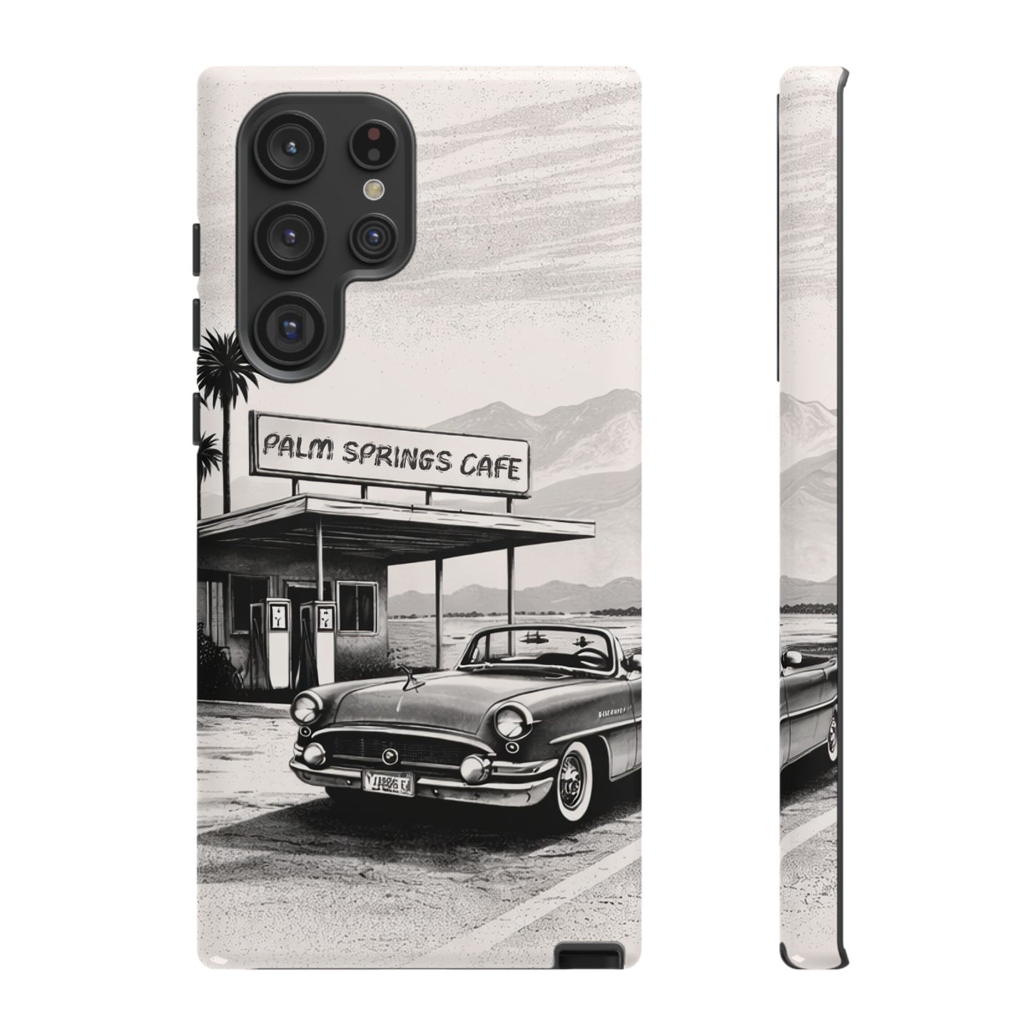 Vintage Palm Springs Cafe Phone Case – Retro Convertible Roadtrip Design