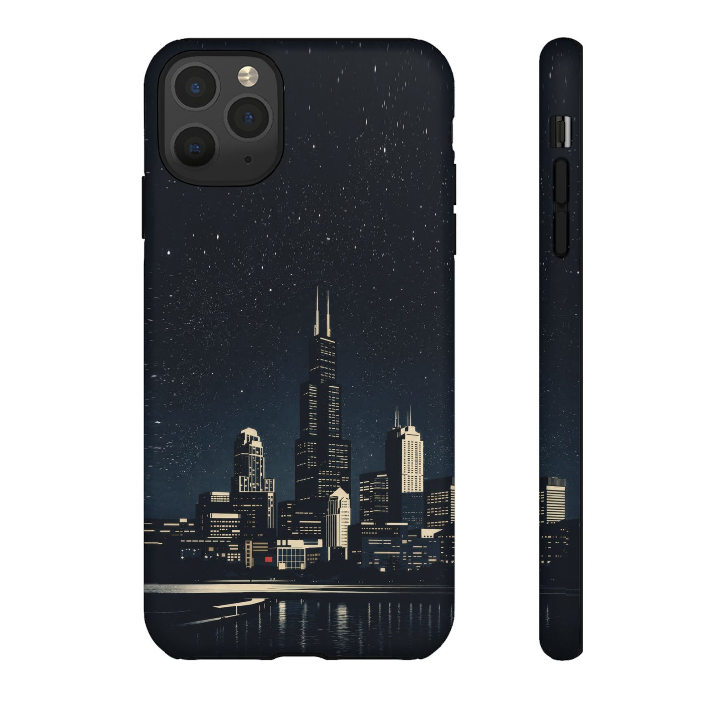 Chicago City Skyline Tough Phone Case – Nighttime Chicago Skyscraper Design