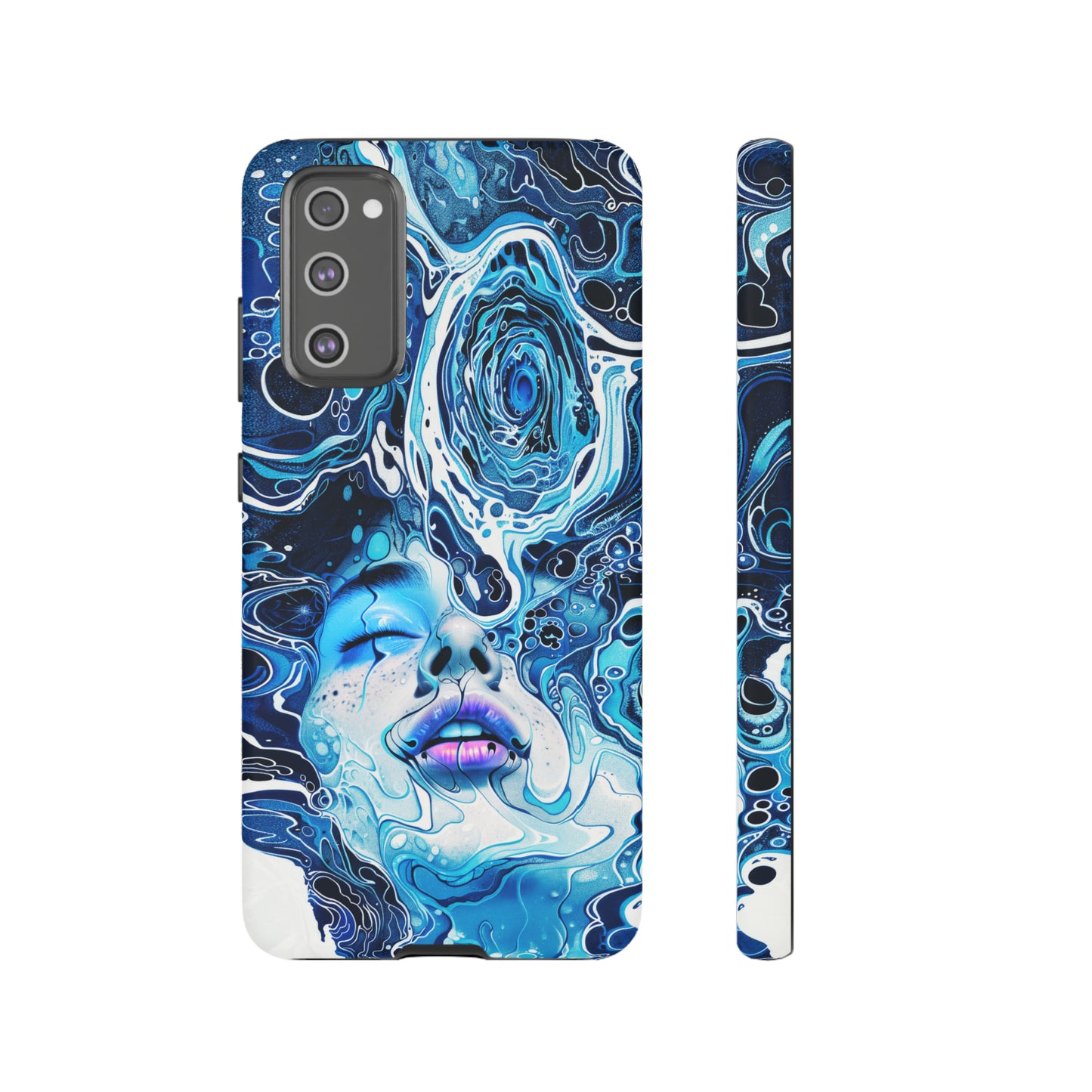 Phone Case, whimsical water fantasy design, blue woman in water, Artistic design, Tough Case, , iPhone 15, 14, 13, 12, 11, Samsung, Pixel