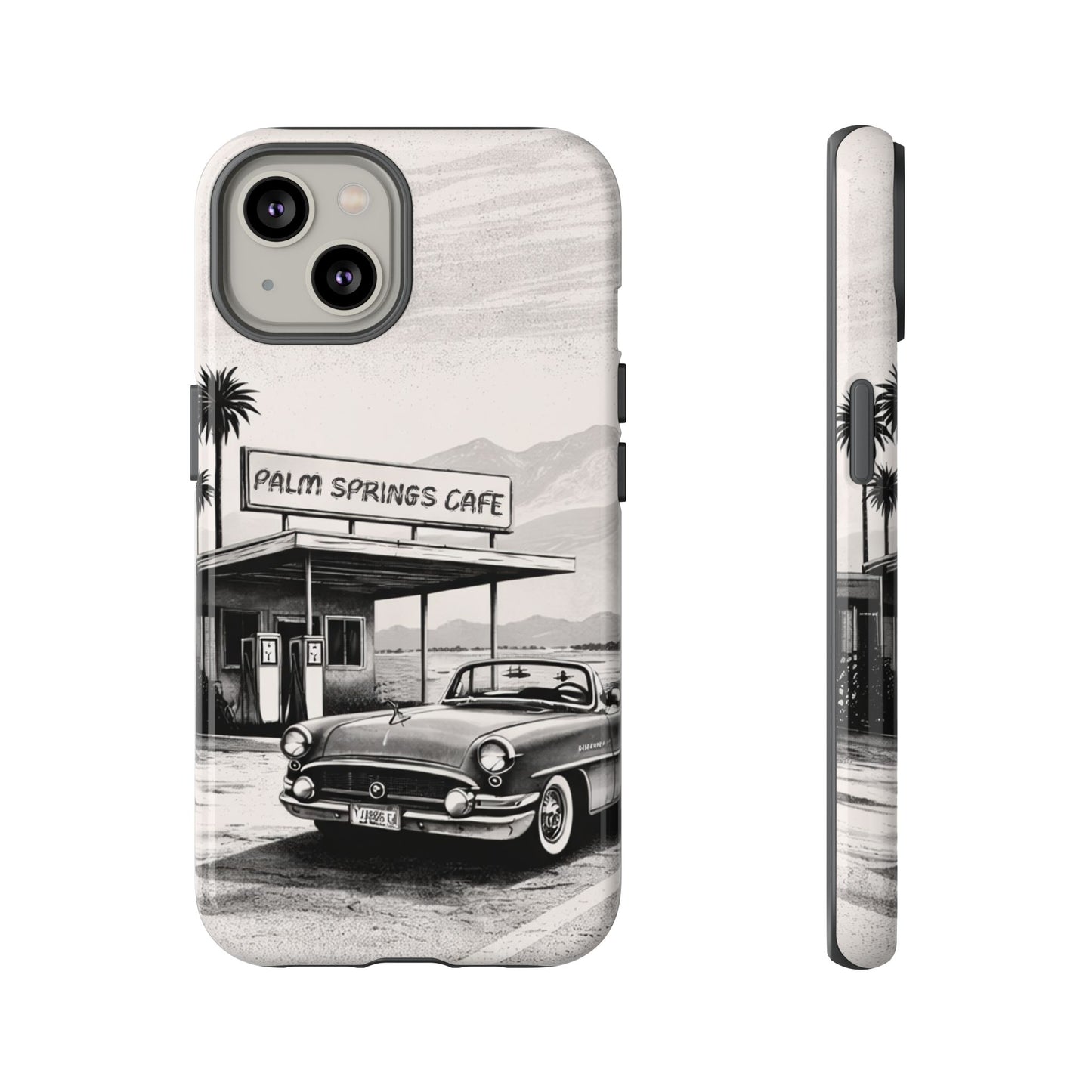 Vintage Palm Springs Cafe Phone Case – Retro Convertible Roadtrip Design
