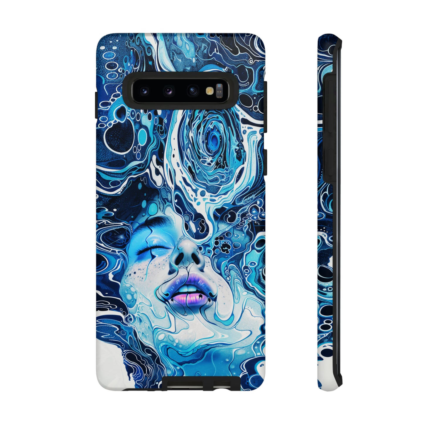 Phone Case, whimsical water fantasy design, blue woman in water, Artistic design, Tough Case, , iPhone 15, 14, 13, 12, 11, Samsung, Pixel