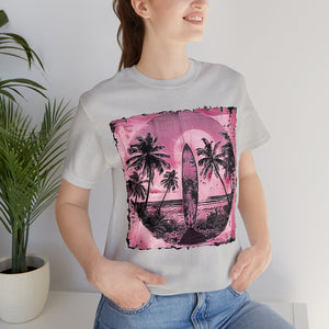 Pink vintage surfboard Unisex Jersey Short Sleeve Tee