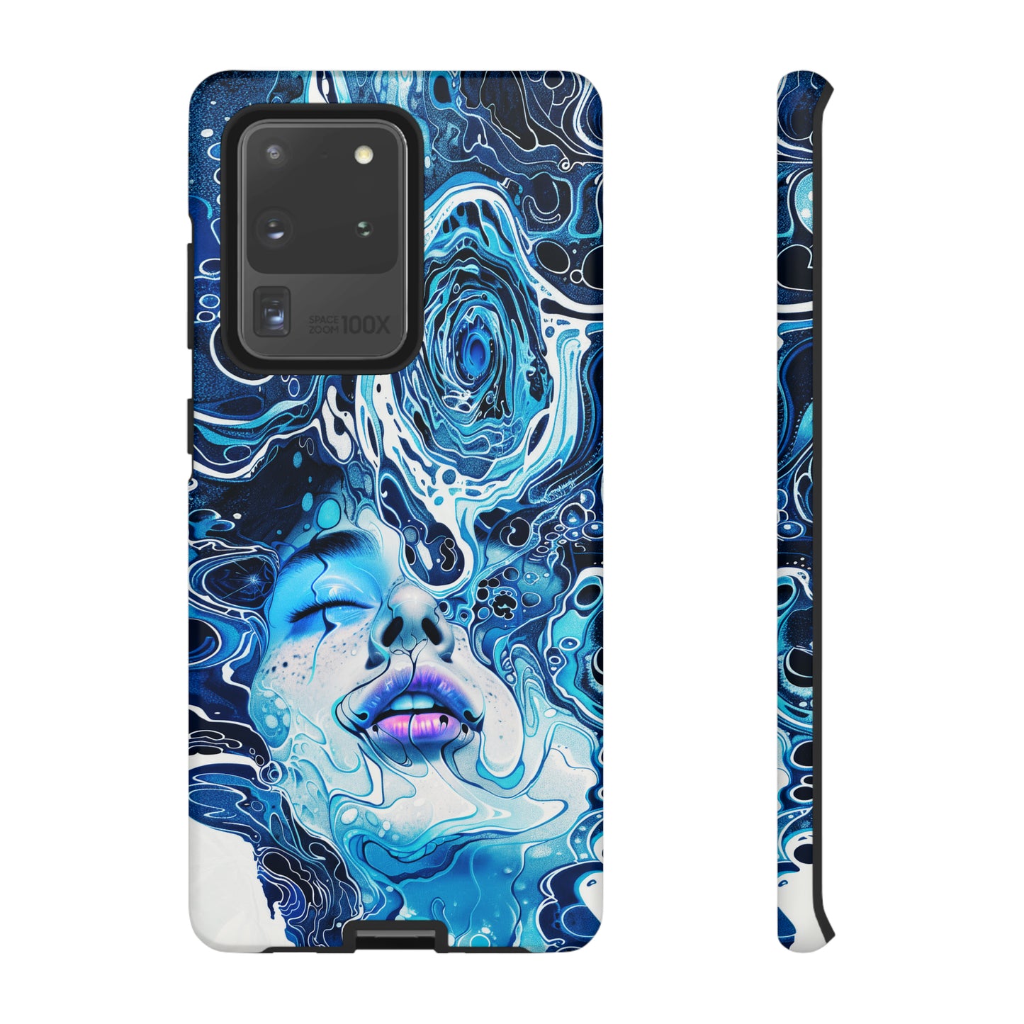 Phone Case, whimsical water fantasy design, blue woman in water, Artistic design, Tough Case, , iPhone 15, 14, 13, 12, 11, Samsung, Pixel