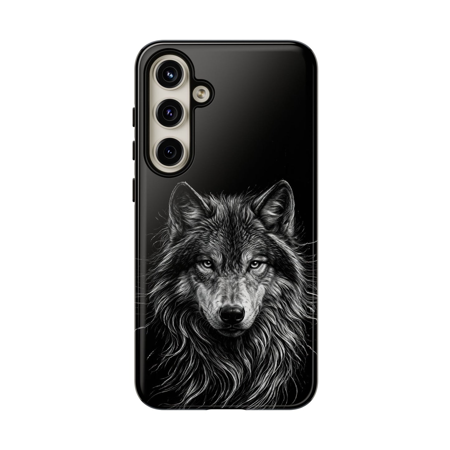 Wolf drawing Phone Case - Tough and Stylish Black Design