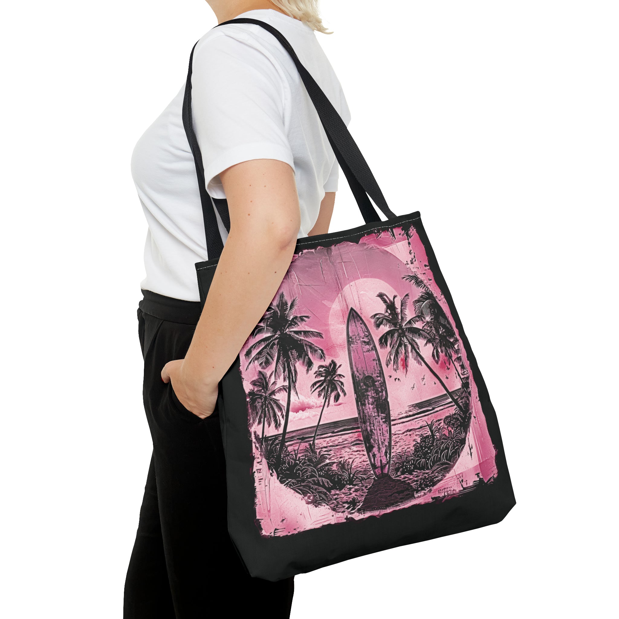 Pink Vintage surfboard Tote Bag (AOP)