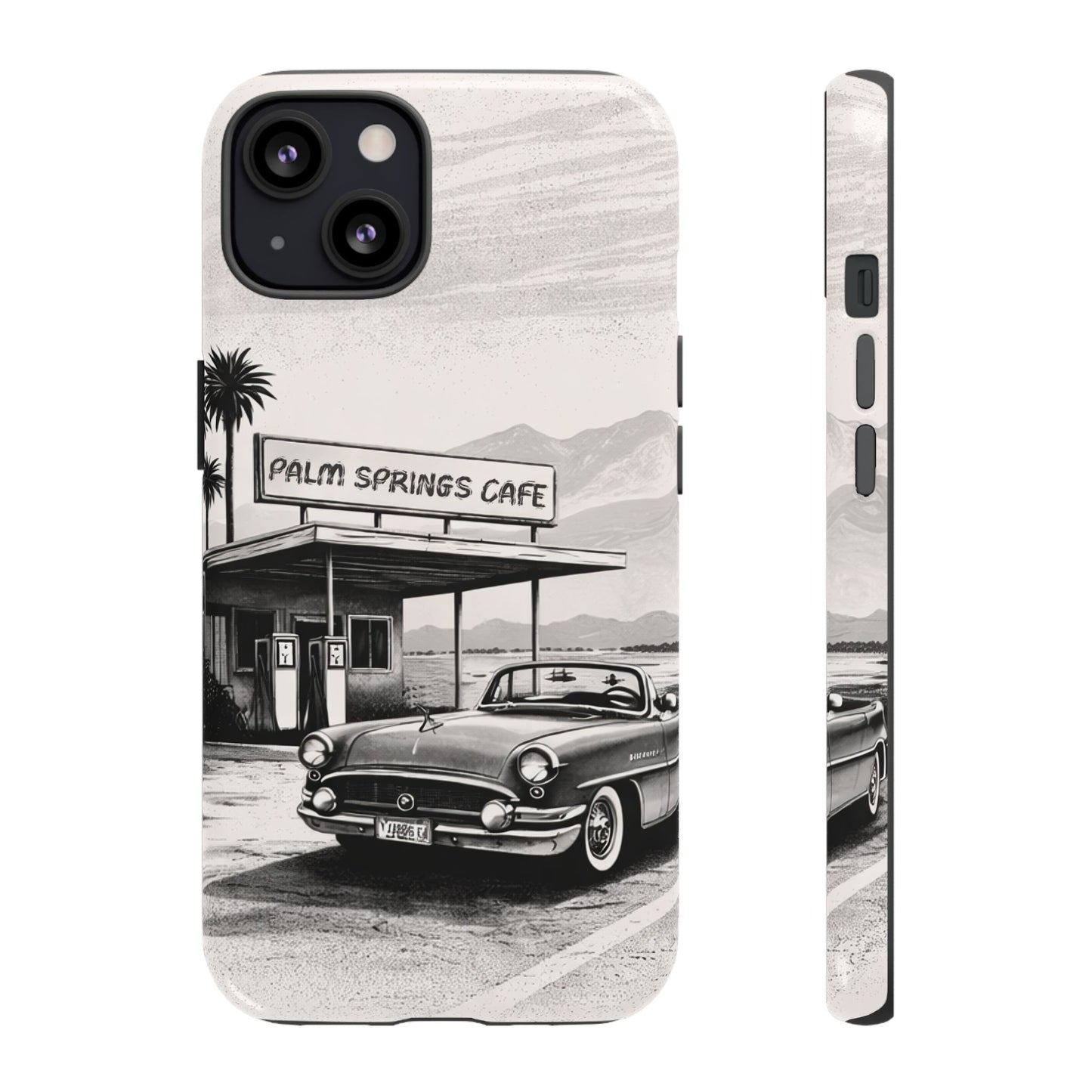 Vintage Palm Springs Cafe Phone Case – Retro Convertible Roadtrip Design