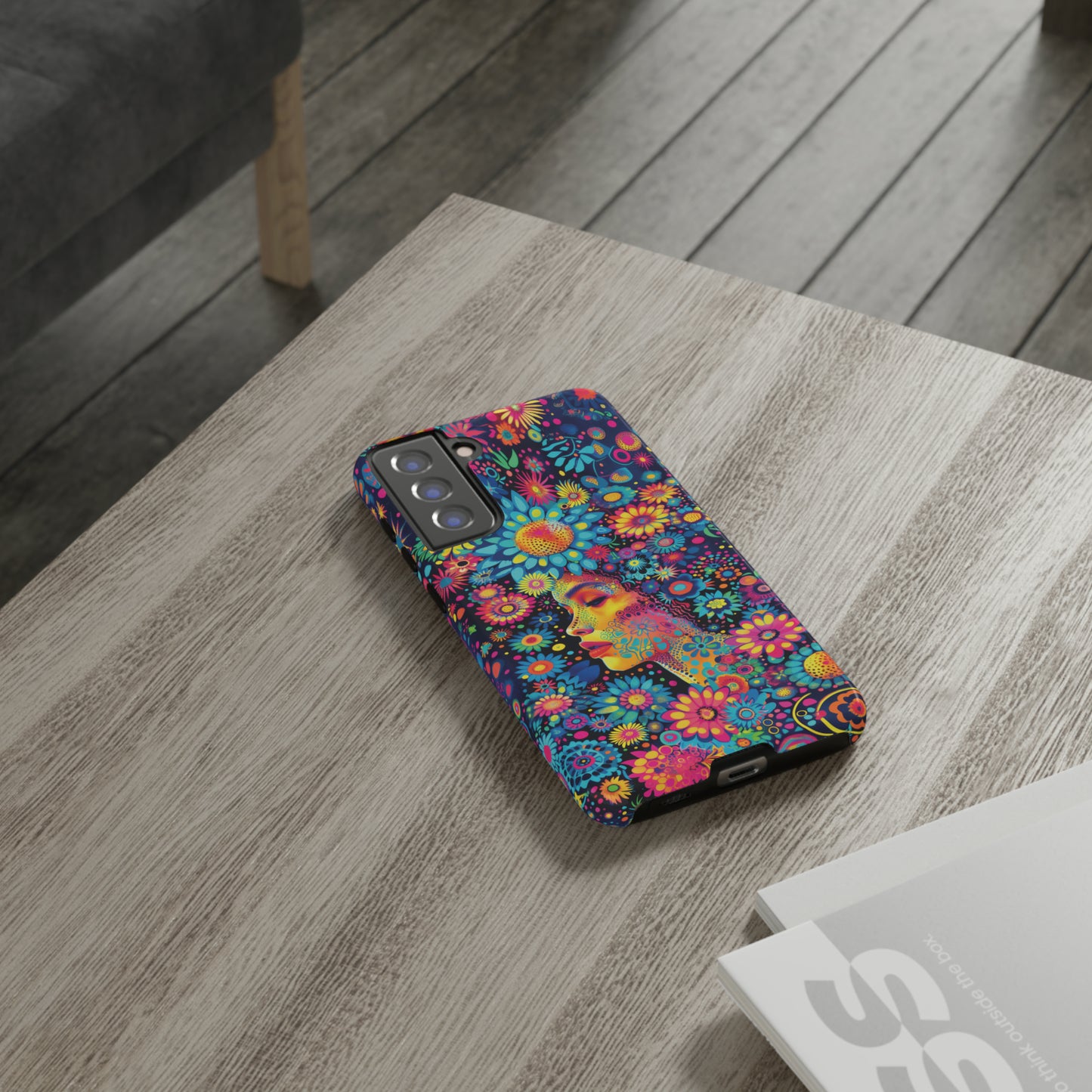 Phone Case, whimsical flower girl, Artistic design, Tough Case, Colorful flower fantasy design, iPhone 15, 14, 13, 12, 11, Samsung, Pixel