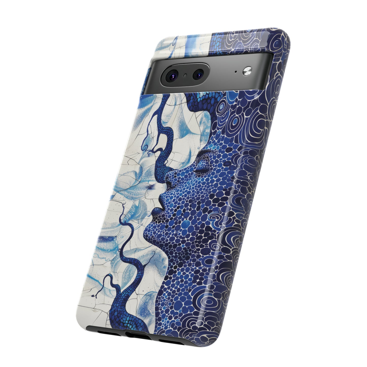 Phone Case, blue woman Artistic design, Tough Case, Colorful whimsical fantasy design, iPhone 15, 14, 13, 12, 11, Samsung, Pixel
