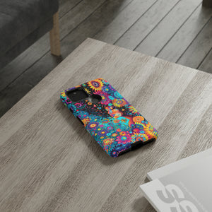 Phone Case, 1970's inspired flower girl, Artistic design, Tough Case, Colorful whimsical flower fantasy design, iPhone 15, 14, 13, 12, 11, Samsung, Pixel