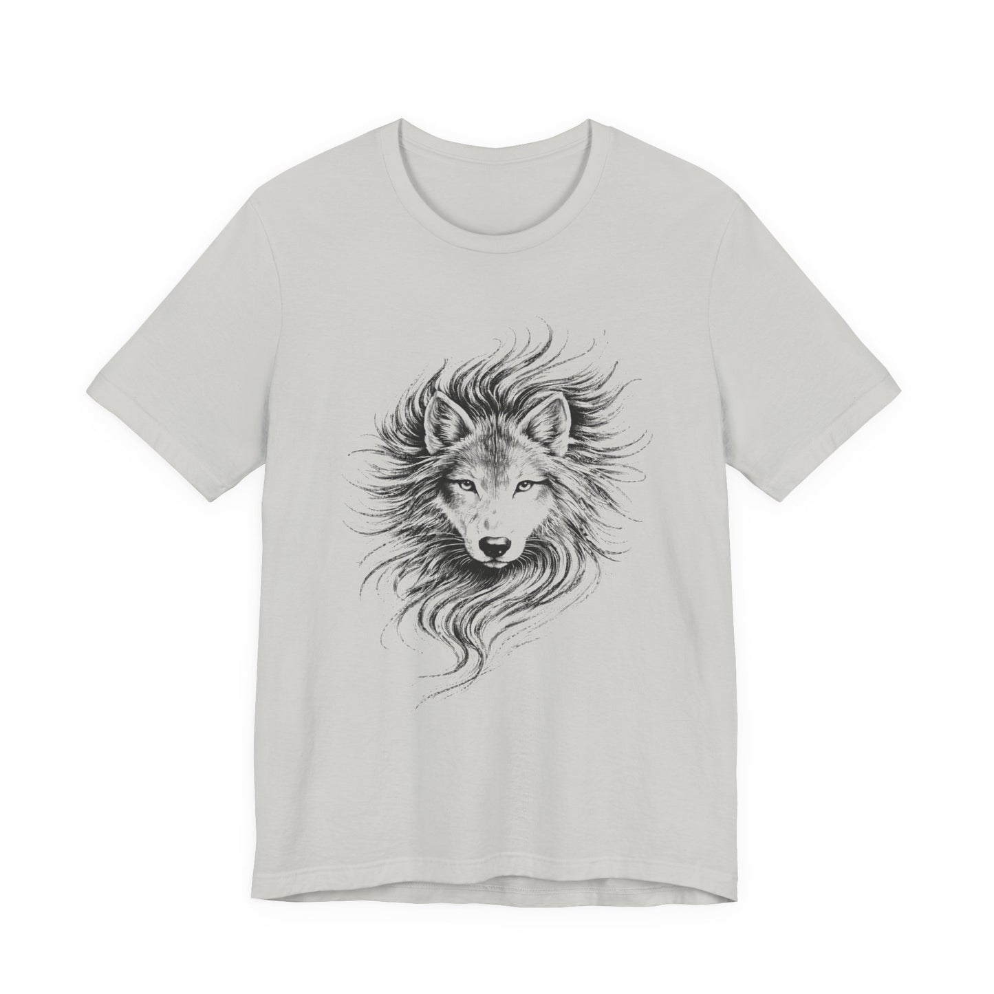Wolf portrait in charcoal drawing style, unisex wildlife tee