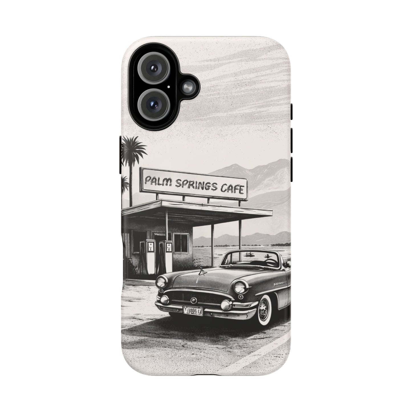 Vintage Palm Springs Cafe Phone Case – Retro Convertible Roadtrip Design