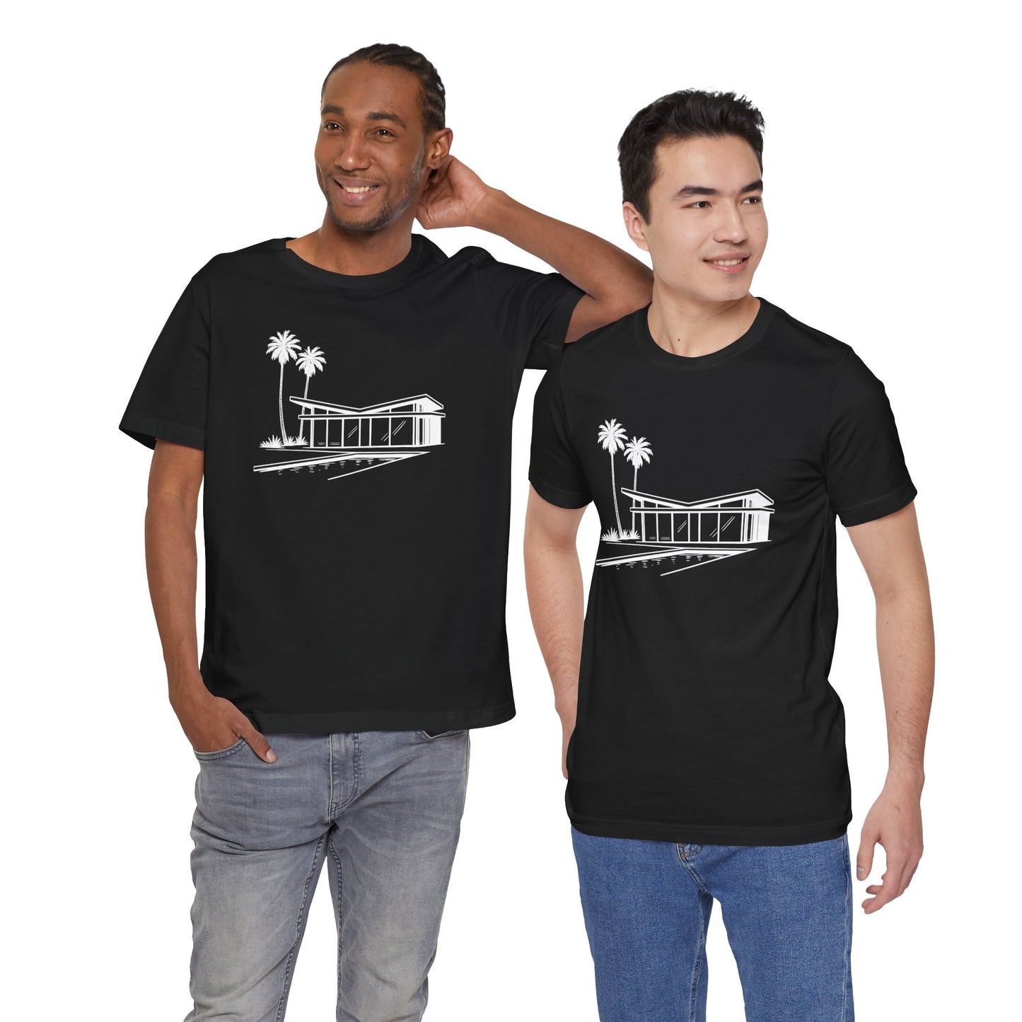 Mid-Century Modern House Tee Mid Century Icons series— Palm Tree Architectural Graphic Shirt, Mid Century modern, Palm Springs