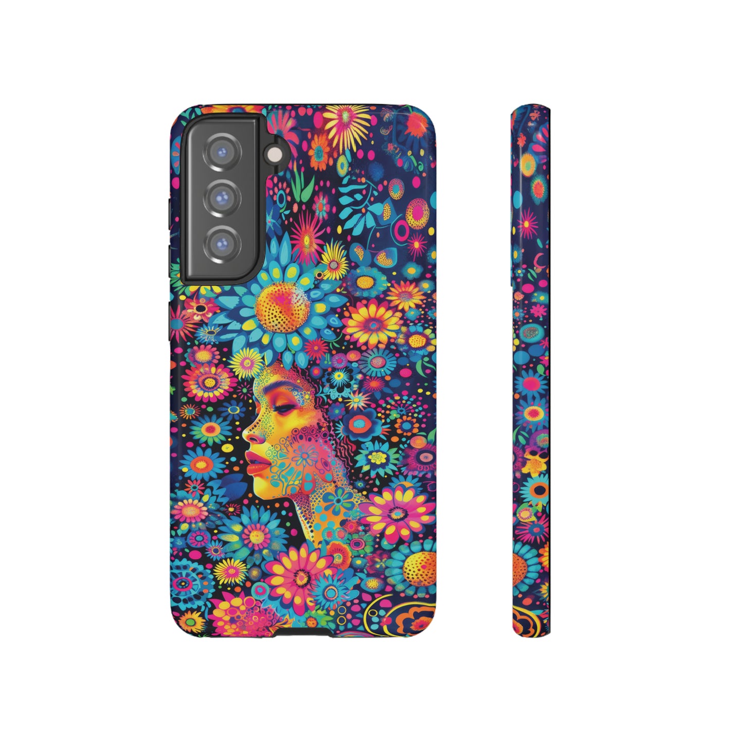 Phone Case, whimsical flower girl, Artistic design, Tough Case, Colorful flower fantasy design, iPhone 15, 14, 13, 12, 11, Samsung, Pixel
