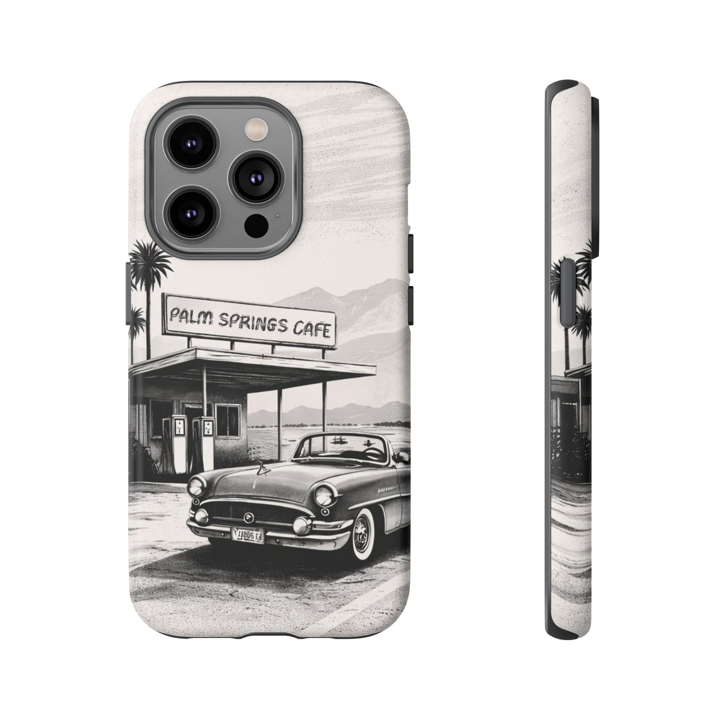 Vintage Palm Springs Cafe Phone Case – Retro Convertible Roadtrip Design