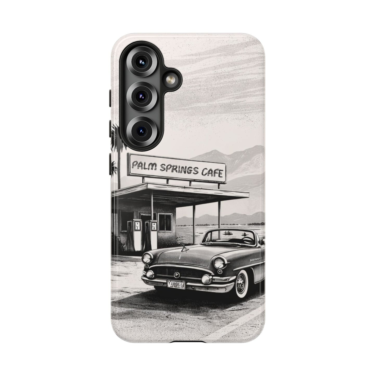 Vintage Palm Springs Cafe Phone Case – Retro Convertible Roadtrip Design