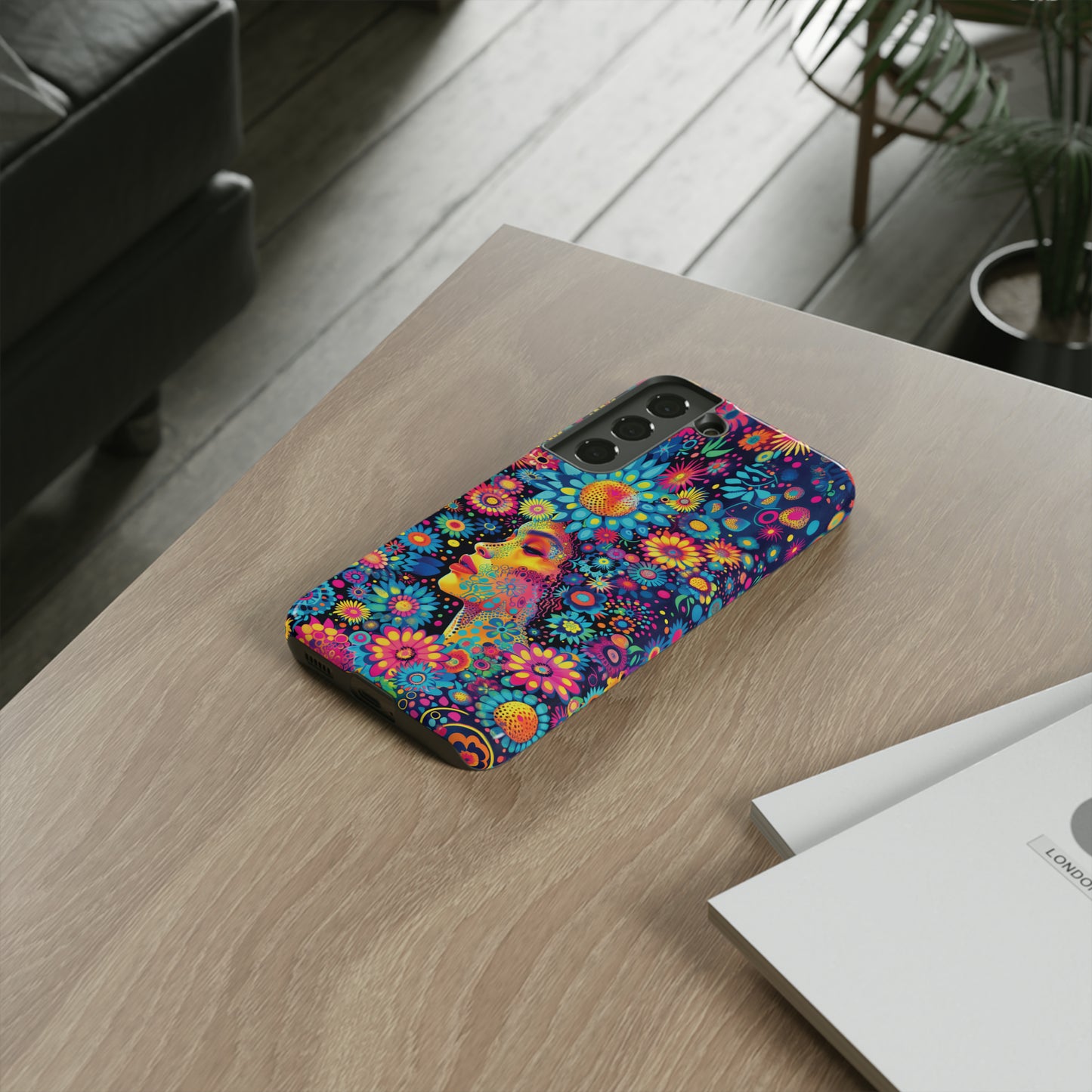 Phone Case, whimsical flower girl, Artistic design, Tough Case, Colorful flower fantasy design, iPhone 15, 14, 13, 12, 11, Samsung, Pixel