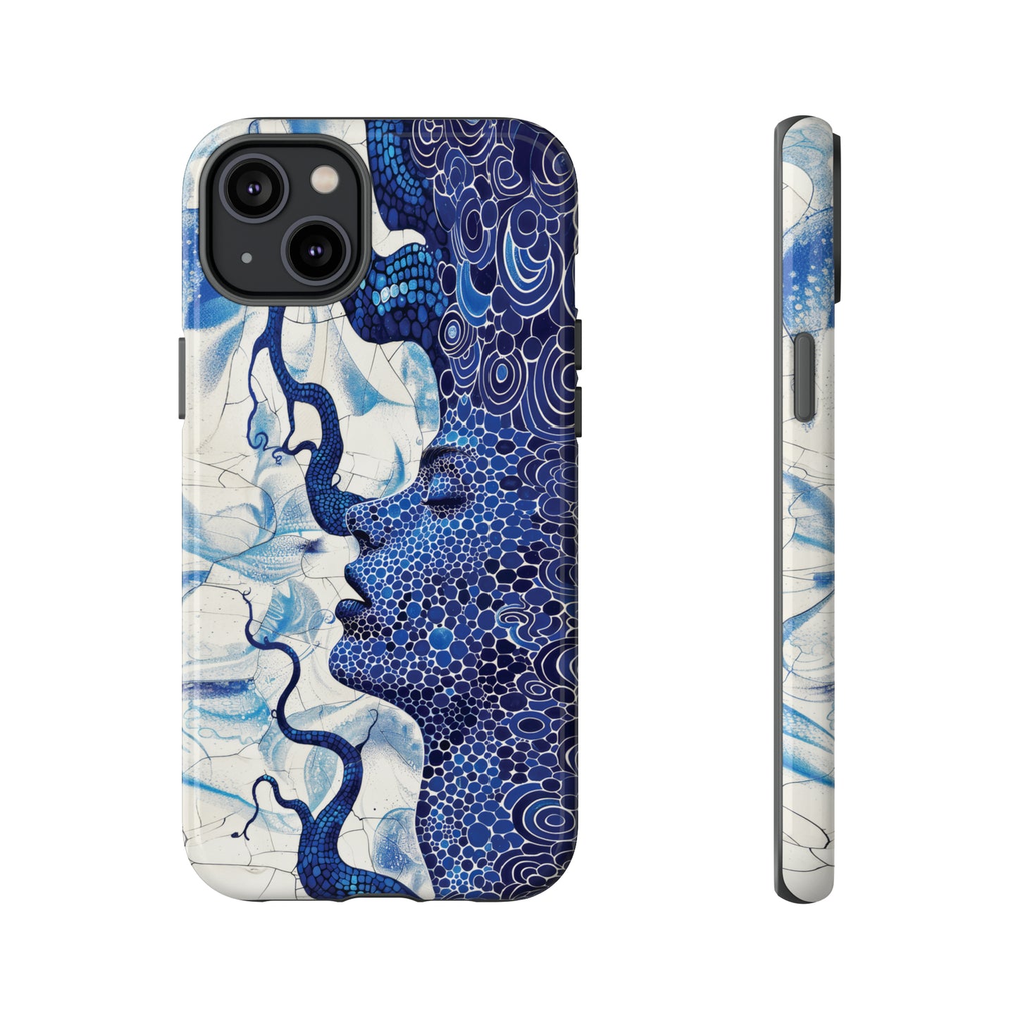 Phone Case, blue woman Artistic design, Tough Case, Colorful whimsical fantasy design, iPhone 15, 14, 13, 12, 11, Samsung, Pixel