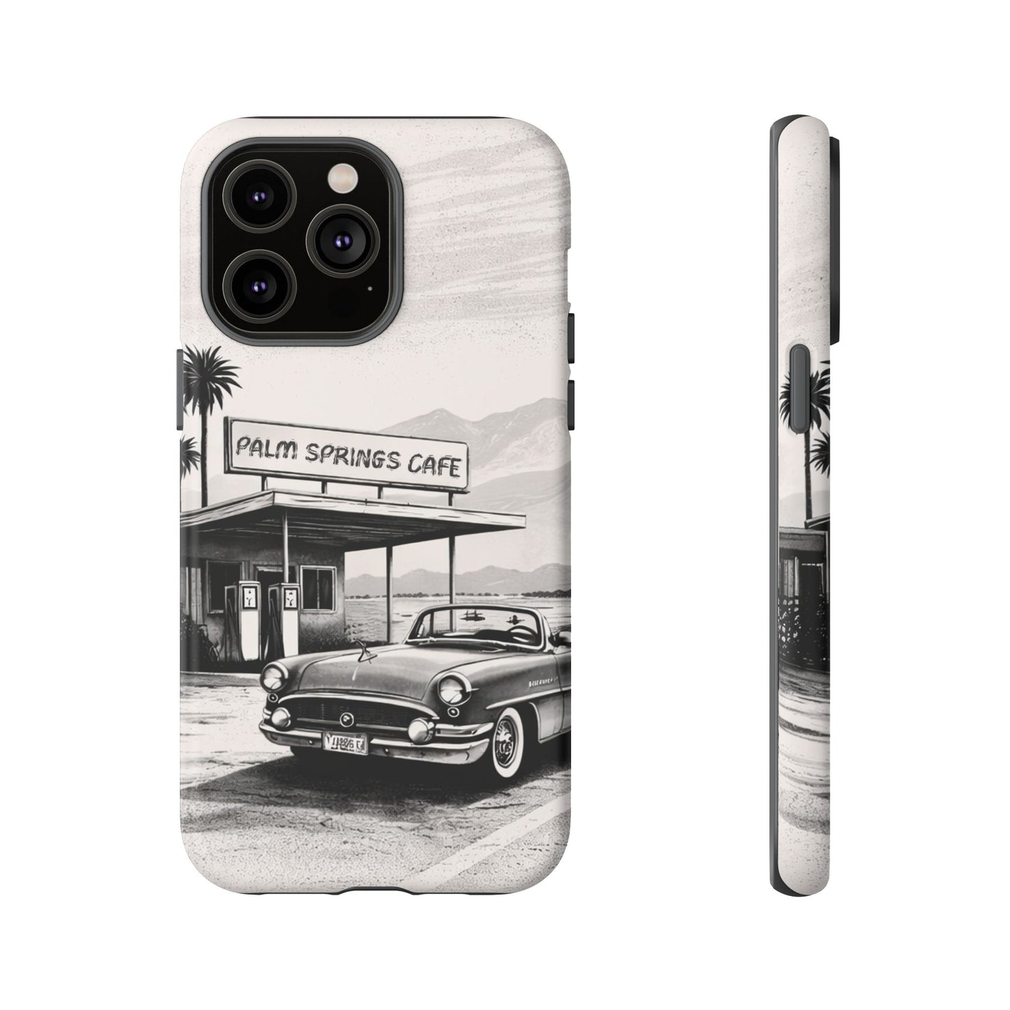 Vintage Palm Springs Cafe Phone Case – Retro Convertible Roadtrip Design