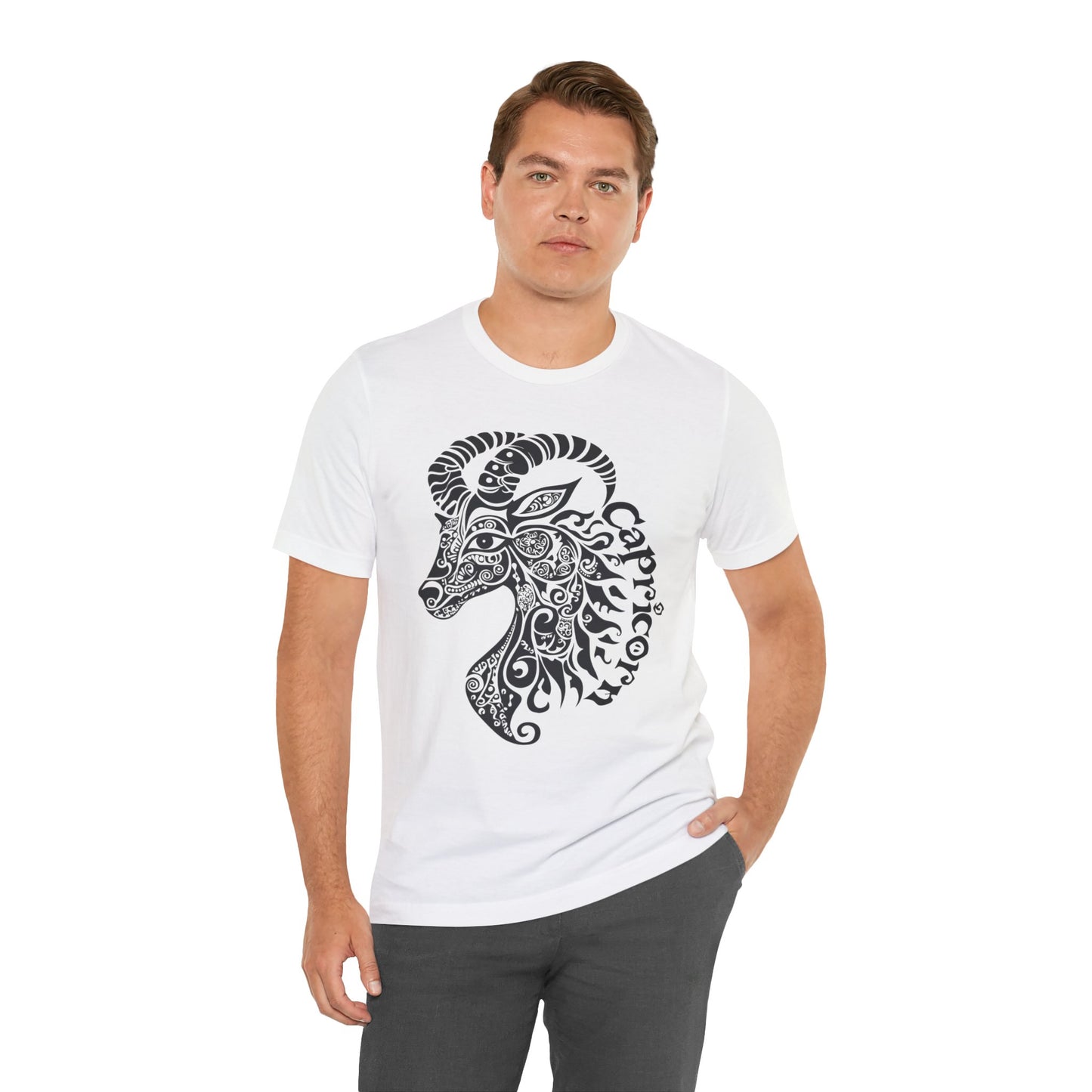 Capricorn with black graphic Unisex Jersey Short Sleeve Tee