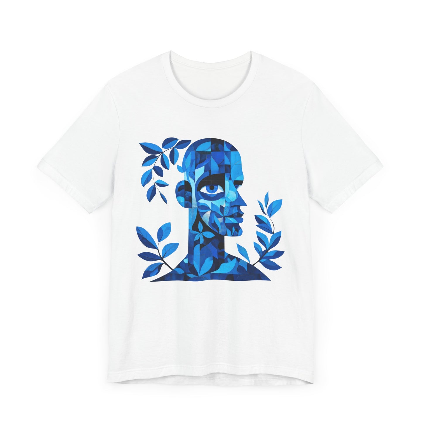 Blue Floral Art Unisex Tee, Artistic Graphic Shirt, Trendy Summer Wear, Gift for Art Lovers, Casual Everyday Style